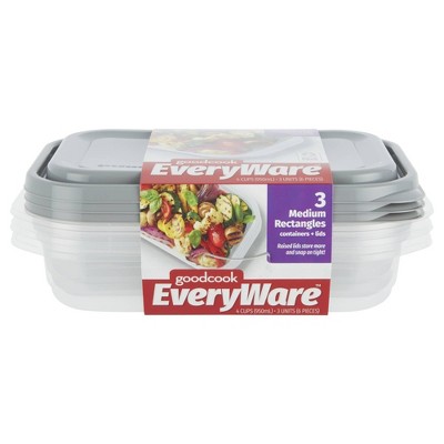 GoodCook EveryWare Rectangle 4 Cups Food Storage Container - 3pk