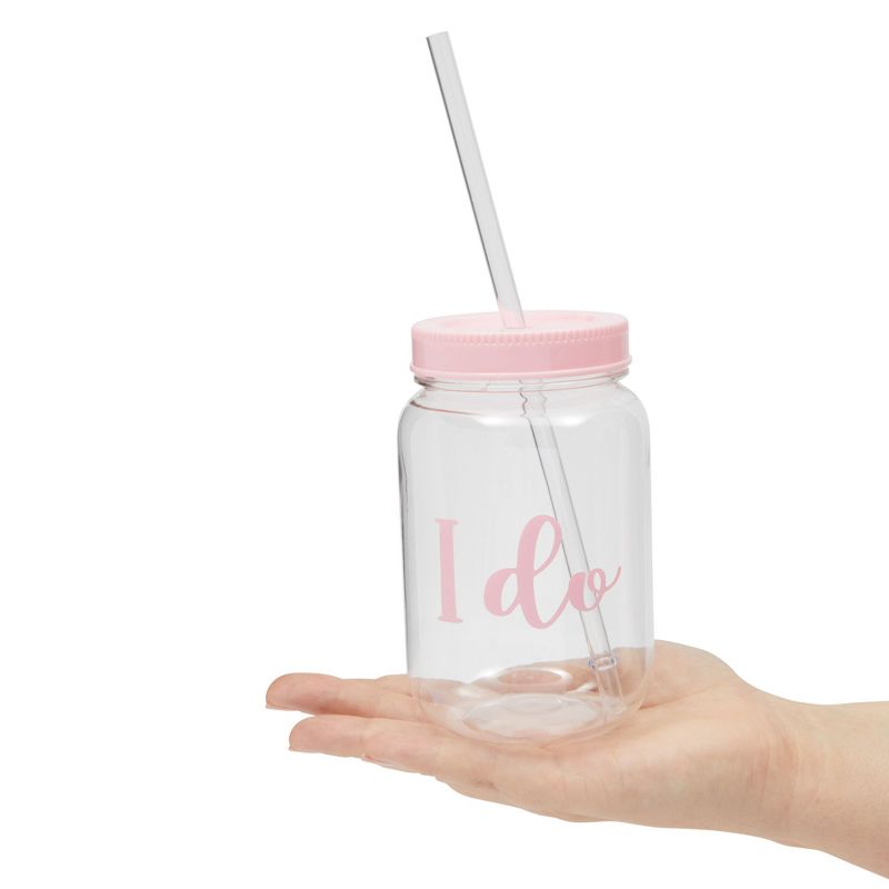 Blue Panda 12 Pack "I Do Crew" Bachelorette Party Cups with Lids, Pink Bridal Shower Mason Jar Gifts (18 oz), 5 of 9