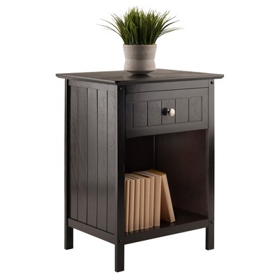 Transitional Brown Solid Wood 1-Drawer Accent Table