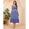 Womens Maternity Smocked Summer Casual Boho Dress Spaghetti Strap Square Neck Sleeveless Maxi Dress Baby Shower Photoshoot - 4 of 4