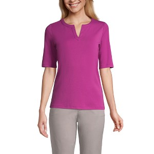 Lands' End Women's Cotton Polyester Modern Half Sleeve Splitneck - 1 of 2