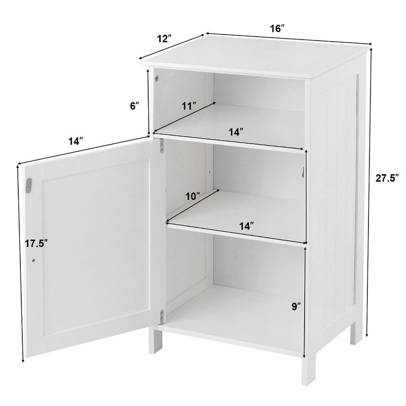 Costway Bathroom Floor Storage Cabinet Side Table Adjustable Shelf Organize Freestanding, 2 of 11