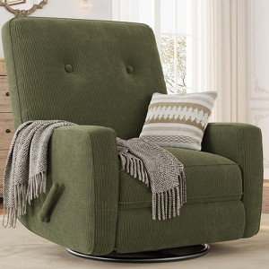 Recliner Chair, 360° Swivel Rocking Glider Chair with Adjustable Backrest & Footrest, Manual Recliner Glider, Cozy Corduroy Upholstered Armchair - 1 of 4