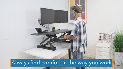 ErgoFlex Black Metal 50.6" Wide Standing Desk Converter with Gas Spring