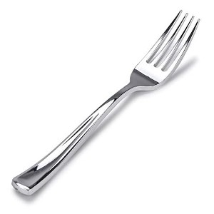 Stock Your Home Glossy Silver Disposable Plastic Forks (75 Pack) - 1 of 3