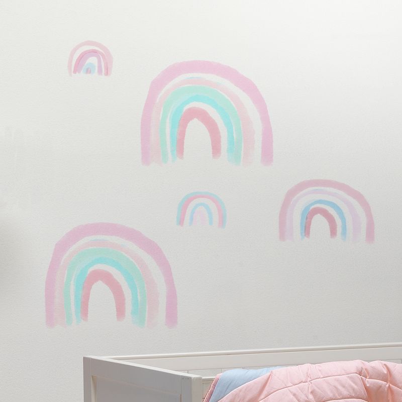 Lambs & Ivy Watercolor Pastel Rainbow Nursery/Kids Wall Decals - Pink/Mint, 2 of 4