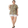 Agnes Orinda Women's Plus Size Self-tie Ruffle Pleated Floral Elegant Casual Blouses - 3 of 4