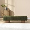 64" Upholstered Dining Bench,Ottoman with Round Wood Legs for Dining Bedroom Entryway Living Room,No-Assembly-Baofuwish - 2 of 4
