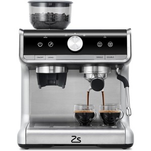 Espresso Machine with Built-in Grinder, 20 Bar Pressure Coffee Maker with Steam Wand, 2.8L Water Tank, 30 Grind Settings for Cappuccino Latte, Silver - 1 of 4