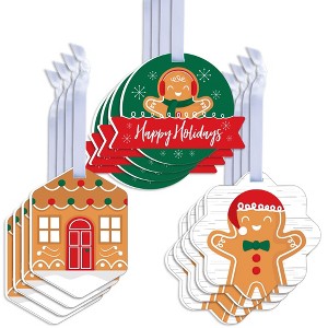 Big Dot of Happiness Gingerbread Christmas - Assorted Hanging Gingerbread Man Holiday Party Favor Tags - Gift Tag Toppers - 12 Ct - 1 of 4
