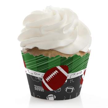 Big Dot of Happiness End Zone - Football - Baby Shower or Birthday Party Decorations - Party Cupcake Wrappers - Set of 12
