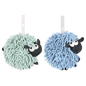 REGALWOVEN Cute Sheep Shape Chenille Soft Absorbent Hand Towels 2 Pcs - 1 of 4