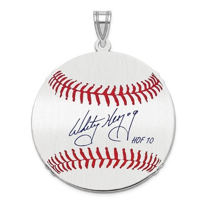 Black Bow Jewelry Sterling Silver Whitey Herzog Signature LG Enamel Baseball Pendant