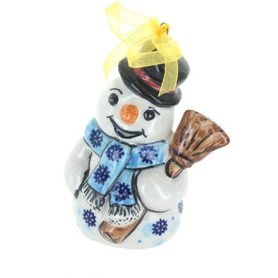 Blue Rose Polish Pottery 354 Vena Snowman Figurine