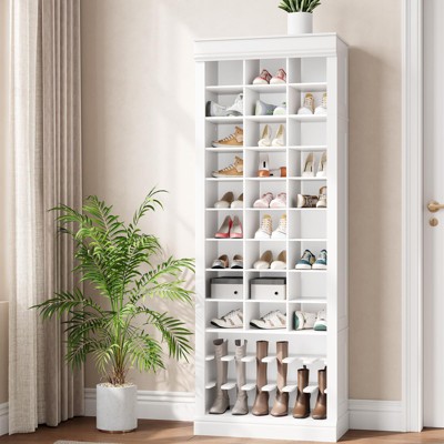Shoe Storage Cabinet, 10-Tier Tall Shoe Cabinet with Boots Racks and 27 Cubbies
