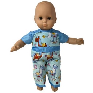 Doll Clothes Superstore Rocking Horse Print Overalls Fit 15-16 Inch Baby Dolls - 1 of 4