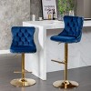 Velvet Swivel Bar Stools Set Of 2, Adjustable Bar Stools Counter-to-Bar Height Stools with Nailhead Trim, Tufted Back, Gold Legs-Maison Boucle - 2 of 4