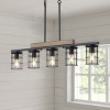 Dewdrop 36.22 Inch 5 Light Farmhouse Style Pendant Light Wood Accent Rustic Chandelier for Dining Room ETL Certified - 3 of 4