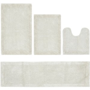 Edge Bath Rug 100% Premium Cotton Ultra-Soft Water Absorbent Tufted Solid Reversible 4 Piece Bathroom Rug Set for Machine Washable Bathmat - 1 of 2