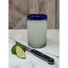 Dos Sueños Mexican Hand Blown Drinking Glasses - Blue Rim - 14oz - Single Glass - 3 of 4