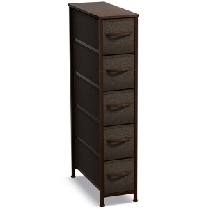 Sorbus 5 Drawers Narrow Dresser with Steel Frame, Wood Top & Easy Pull Fabric Bins for Small Spaces, Closets, Bedrooms, Bathrooms & Laundry - 1 of 4