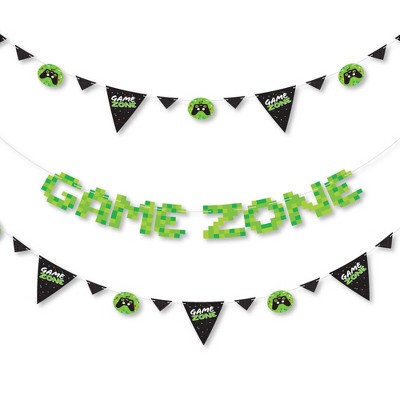 Big Dot of Happiness Game Zone - Pixel Video Game Party Letter Banner Decoration - 36 Banner Cutouts and Game Zone Banner Letters