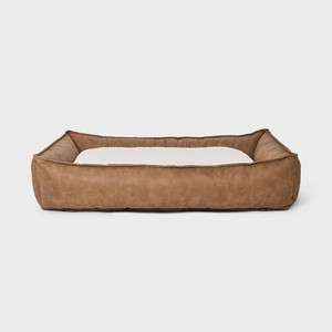 Cuddler Faux Leather Bolster Dog Bed - Boots & Barkley™ - 1 of 4