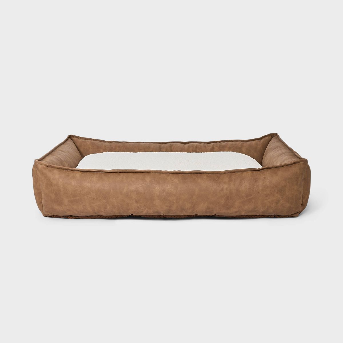 Cuddler Faux Leather Bolster Dog Bed - Boots & Barkley™ L