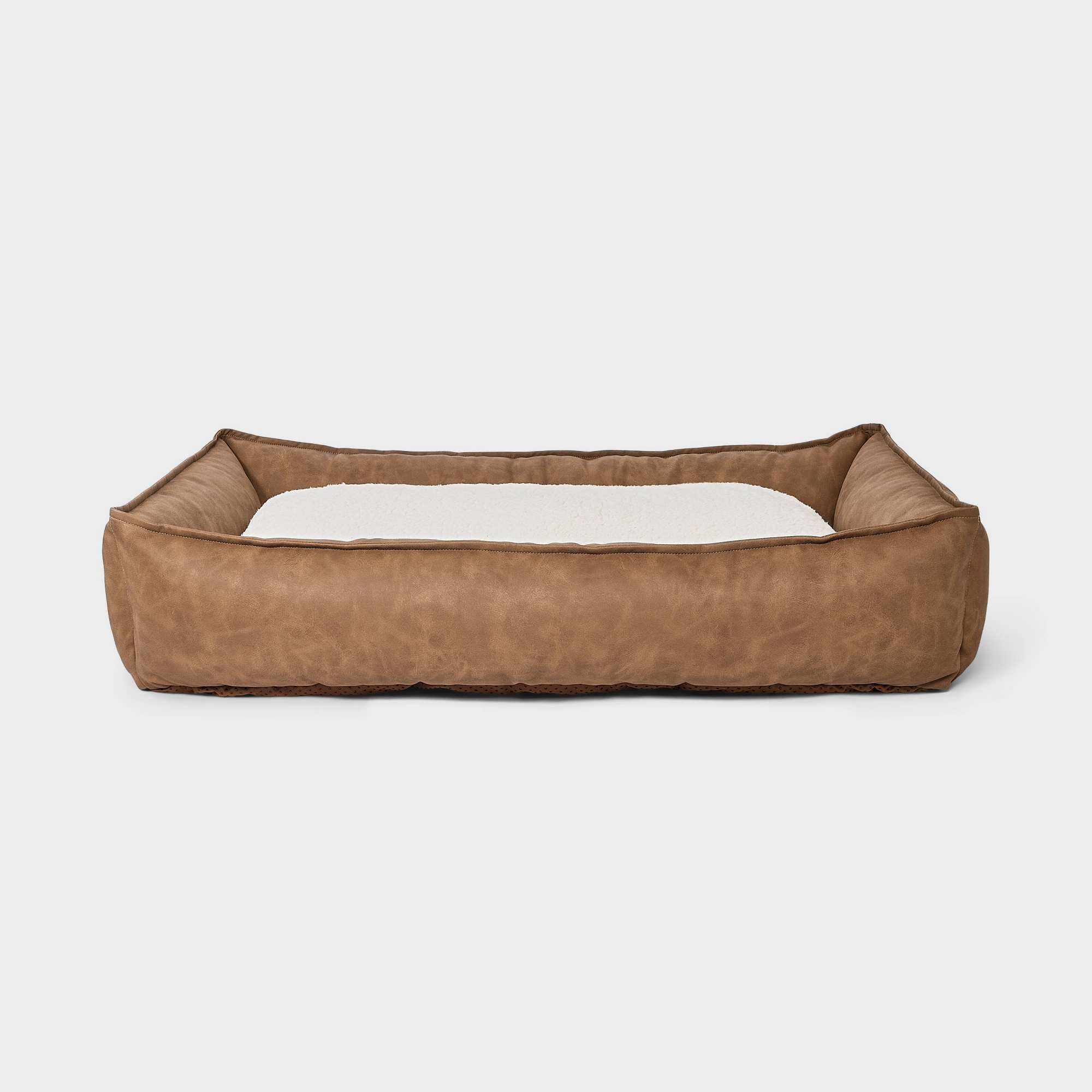 Cuddler Faux Leather Bolster Dog Bed - Boots & Barkley™ LARGE