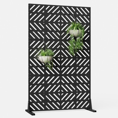 DSVIMOY 72'' x 44'' Balcony Privacy Screen, Patio Privacy Divider with Stand, Decorative Privacy Fence Screen for Garden, Black, 44"*19.7"*72"