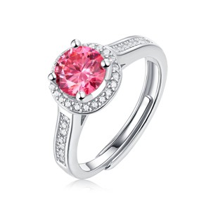 Guili 1ctw Fancy Pink & White Lab-Created Moissanite Halo Engagement Anniversary Adjustable Ring - 1 of 3