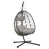 Nestfair 74.8" Outdoor Patio Wicker Swing Egg Chair with Cushion Light Gray - 3 of 4