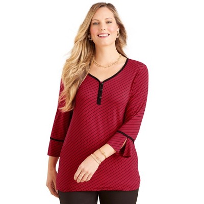 Catherines Women's Plus Size Liz&Me Henley Top