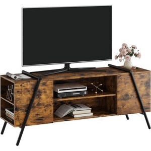 Modern Mid Century Entertainment Center with Storage, Adjustable Shelves, U-Shaped Metal Legs - 1 of 4