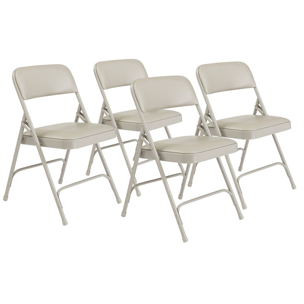 Photos - Computer Chair Set of 4 Premium Vinyl Padded Folding Chairs Gray - Hampden Furnishings