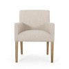 Coolbibila 1PC Modern Fabric Upholstered Dining Arm Chair,Wooden Rubberwood Legs Barrel Cushioned Living Room Kitchen Armrest Side Chair - 3 of 4