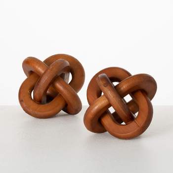 Sullivans 5.5" Modern Decorative Knot Set of 2, Wood