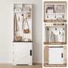 Modern Farmhouse Coat Rack Freestanding, 77" Hall Tree with Shoe Storage Cabinet, 5 Hooks & 2 Open Cubbies, Space Saving Entryway Furniture - 4 of 4