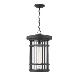 Jordan Outdoor Hanging Light - 12" x 18.75" Glass Fixture, Dimmable, Wet Rated, Chain Included - 1 of 4