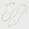14K Gold Dipped Beaded Initial Necklace Set 2pc - A New Day™ Gold/Marron - 2 of 4