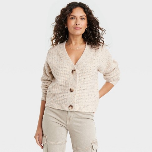 Women's Cashmere-like Cardigan - Universal Thread™ Cream M : Target