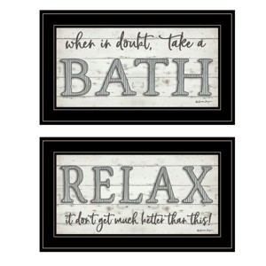 Gulches "Bath Relax" 2-Piece Vignette by Susie Boyer - Ready-to-Hang Black Framed Print, High-Quality Wood for Bathrooms & Home - 1 of 4