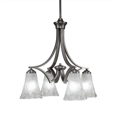 Toltec Lighting Zilo 4 - Light Chandelier in  Graphite with 5.5" Fluted Frosted Crystal Shade