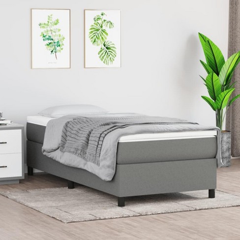 Vidaxl Dark Gray Box Spring Bed Frame Twin Size - Modern Fabric Bed ...