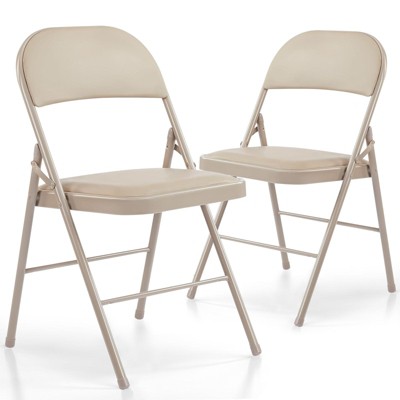 IULULU Folding Chair, Leather-padded, Sturdy Metal, Easy Storage