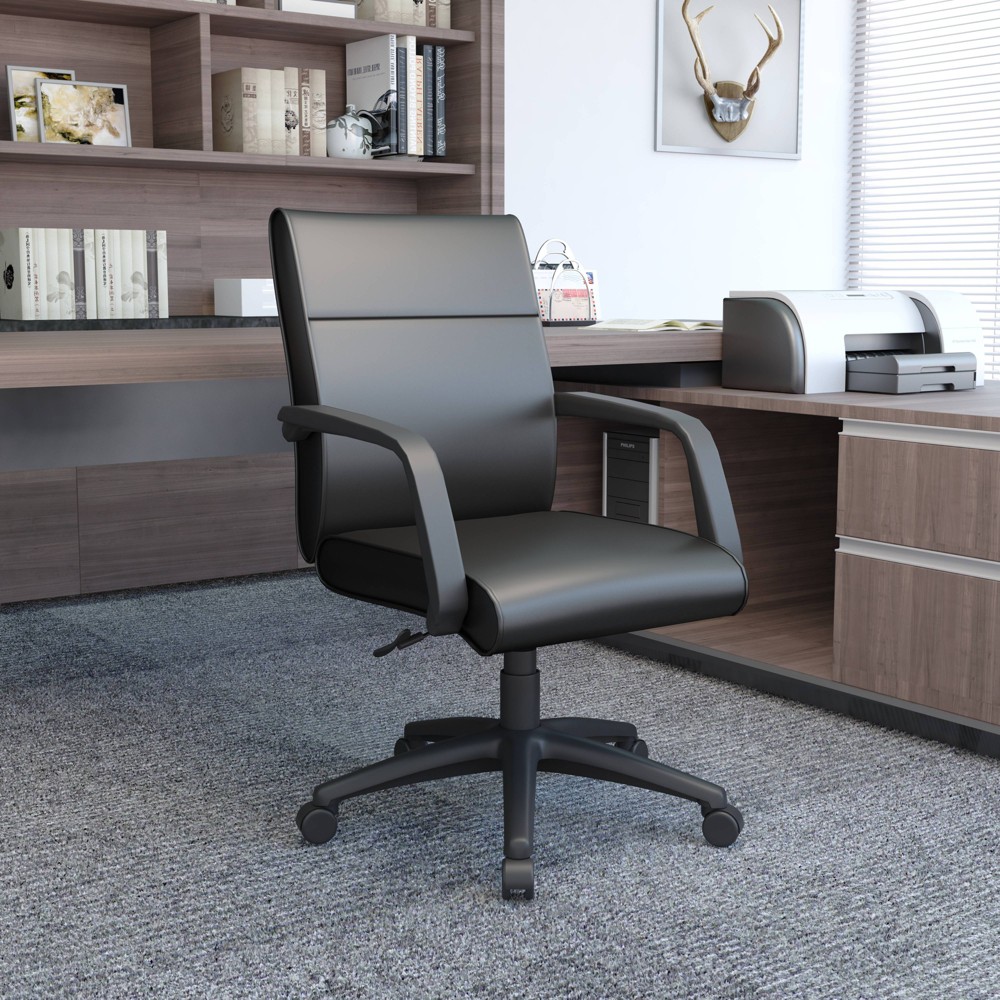 Photos - Computer Chair BOSS Mid Back Executive Chair in Leatherplus - Black  