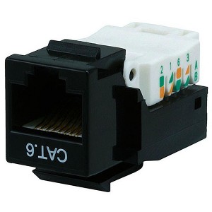 Monoprice Cat6 RJ45 Toolless Keystone Jack for 22-24AWG Solid Wire, Black - 1 of 4