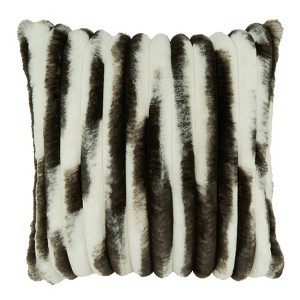 18"x18" Poly Filled Faux Fur Design Square Throw Pillow Black - Saro Lifestyle - 1 of 3