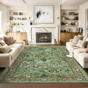 Floral Washable Runner Rug for Hallway, Kitchen, Laundry, Non-Slip, Stain-Resistant, Ultra-Thin, Entryway, Soft, Long Bedroom Rugs. - 1 of 4