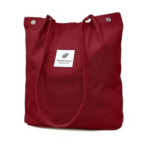 Wrapables Corduroy Tote Bag, Casual Everyday Shoulder Handbag, Red - 1 of 4